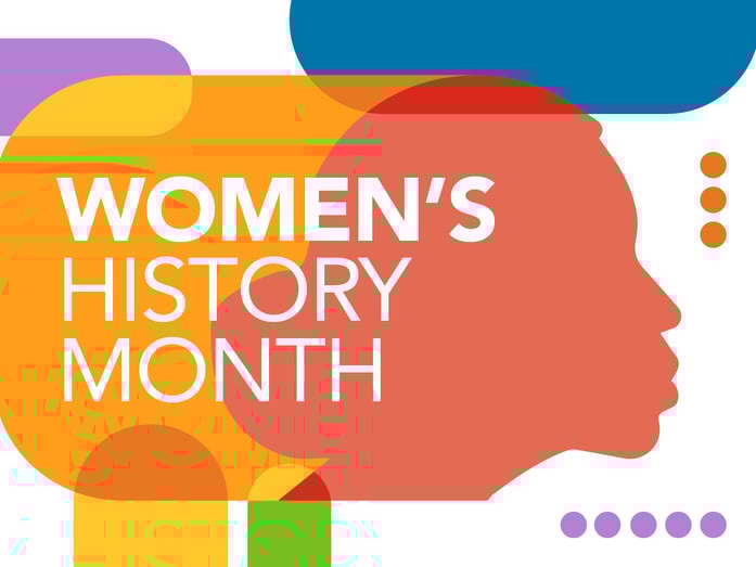Women's History Month Graphic with Woman's Face Image