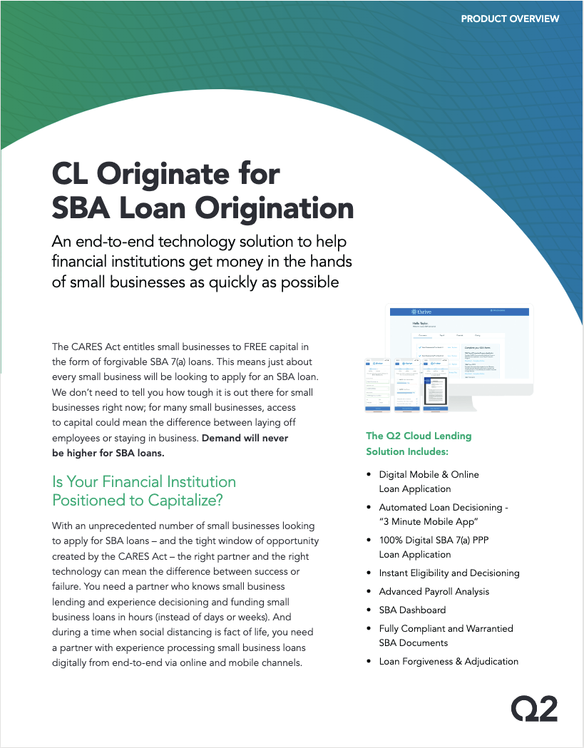 CL Originate for SBA Loan Origination