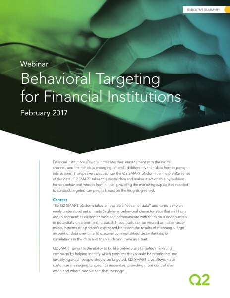Behavioral targeting for banks and CUs