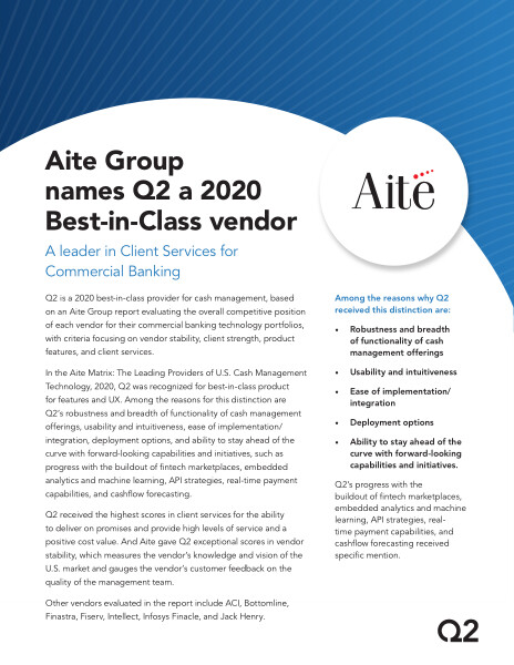Aite Group names Q2 a 2020 Best-in-Class vendor